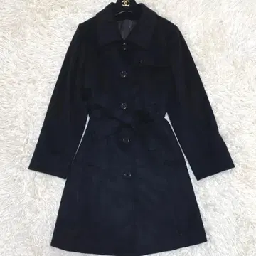 [ 새상품급 XL ] 토와 캐시미어 100% 벨티드 코트 블랙