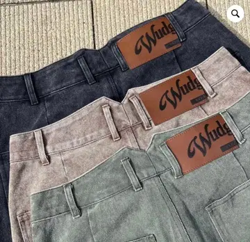 chemical wash pants L 브라운