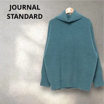 저널 스탠다드 터틀넥 리브 니트 청록색 Free 울 100%