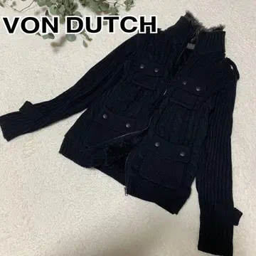 VON DUTCH 보아 달린 케이블 니트 자켓 M