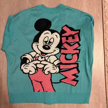 미키마우스 니트 가디건 스카이블루