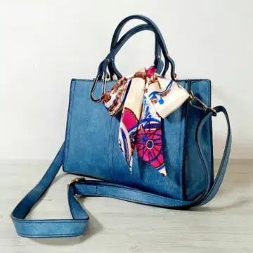 케스크루 디자인 숄더백 핸드백 2way 파랑 스카프 포함