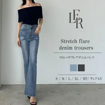 Louere 스트레치 플레어 데님 팬츠 S 라이트 블루