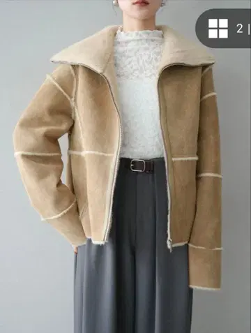 Lumier 스탠드 카라 무스탕 ZIP 자켓