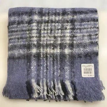새상품 코르니용 모헤어 혼방 체크 스톨 머플러 블루 남성용