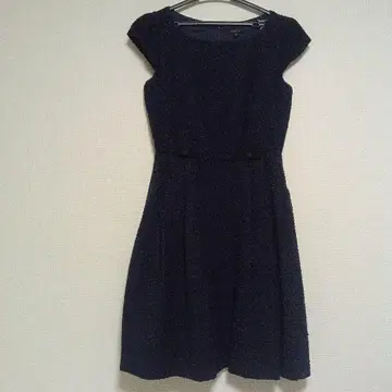 토카 네이비 슬리브리스 트위드 원피스