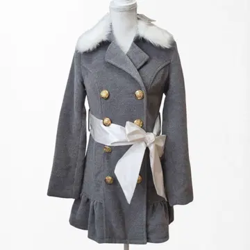 TRALALA/투라라 리즈리사 코트 골드 버튼 퍼 더블 y2k