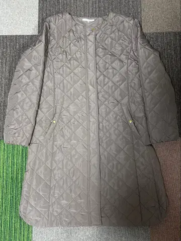 그레이 퀼팅 롱 자켓