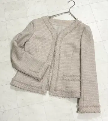 노리즈 트위드 노카라 자켓