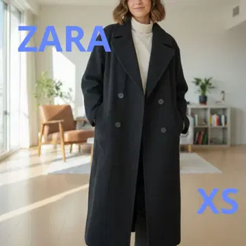 ZARA 새상품급 오버 사이즈 롱 코트 더블 블랙