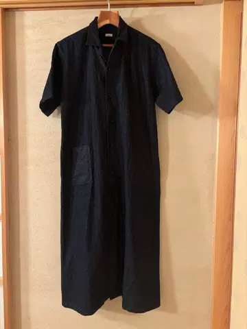 다크 블루 반팔 셔츠 원피스