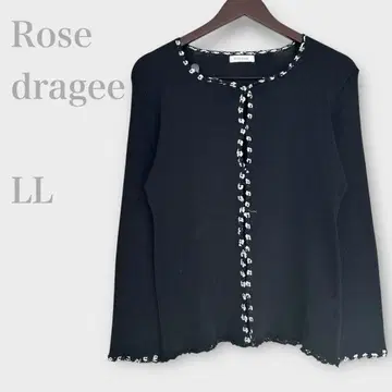 크루넥 리브 가디건 긴팔 블랙 XL