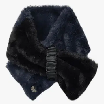 [새상품] ANNA SUI 에코 퍼 숄 머플러 바이컬러 네이비 & 블랙