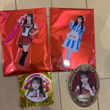 AKB48 웬디즈 무카이치 미온 아크릴 스탠드 2종 세트 캔뱃지