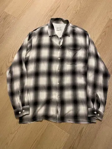 60s TOWNCRAFT 레이온 옴브레 셔츠 화이트 블랙