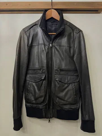 SHIPS JET BLUE 라무 가죽 자켓 리브 블루종