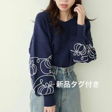 natural couture 몰 자수 전후 2WAY 니트 풀오버