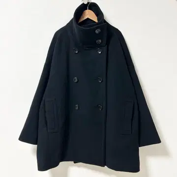 새상품급 노블 스탠드 카라 오버코트 블랙