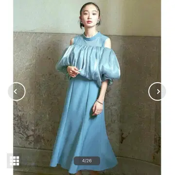 샤이니 오간 TOPS & 데콜테 시어 머메이드 드레스 세트