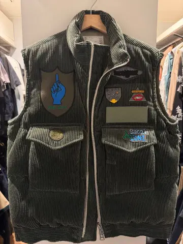 sacai Gonz Multi PatchCorduroyPufferVest