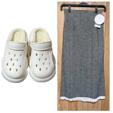 보아 샌들 & 두꺼운 원단 내로우 스커트