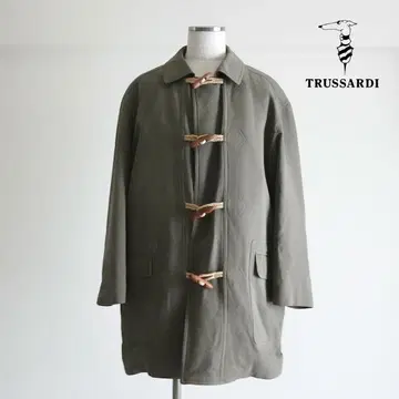 TRUSSARDI 코튼 더플 숏코트 카키
