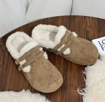 브라운 스웨이드 슬립온