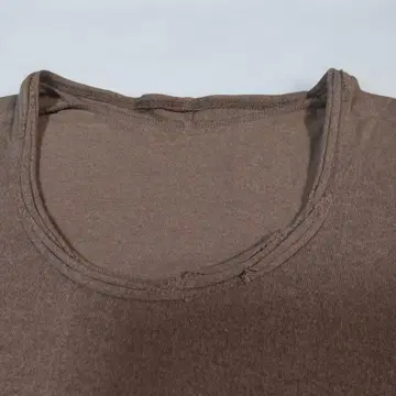 요건 레일 면 니트 티셔츠 M 카멜 가슴 너비 약 46cm 바바구리