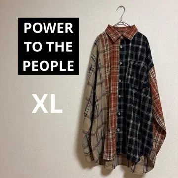 빈티지 POWER TO THE PEOPLE 멀티 체크 플란넬 셔츠