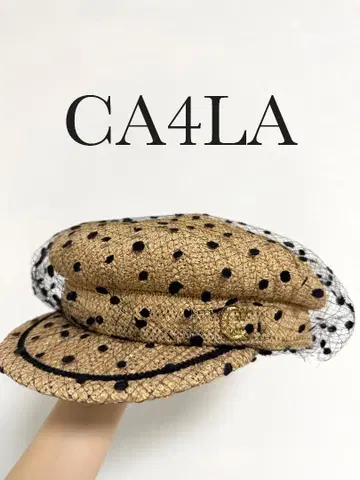 CA4LA 도트 튤 밀짚 헌팅 캡