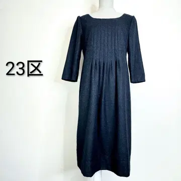 23구 빅 사이즈 라메 믹스 울 원단 원피스 블랙