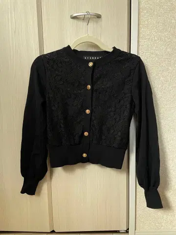 SYSORUS x akko3839 니트 가디건 레이스 블랙