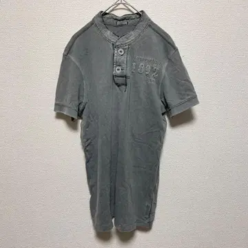Abercrombie & Fitch 헨리넥 반팔 티셔츠 그레이 M