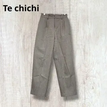 [테치치] 턱 와이드 팬츠 슬랙스 헤링본 브라운 S