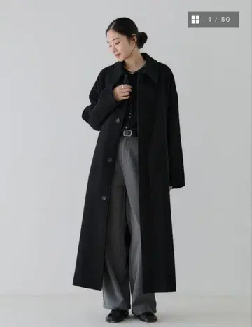 crewre 리버 롱 스텐카라 코트 블랙