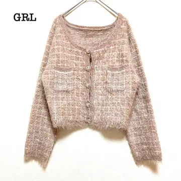 그레일 샤기 니트 가디건 핑크 [ L ] 숏 보송보송 여성스러운