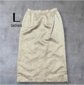 롱 타이트 스커트 00s 자카드 11AR 화이트 광택