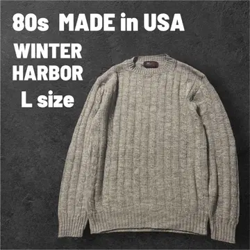 80S USA제 WINTER HARBOR 아크릴 니트 스웨터 L 사이즈