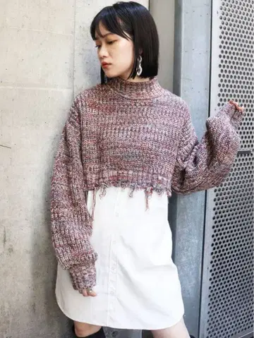 MURUA 멜란지 니트 도킹 원피스