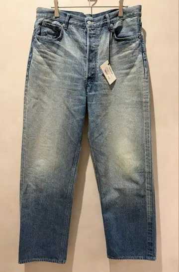 AURALEE SELVEDGE FADED HEAVY DENIM WIDE