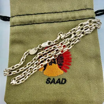 새상품급 SAAD 실버 타원 체인 약 45cm