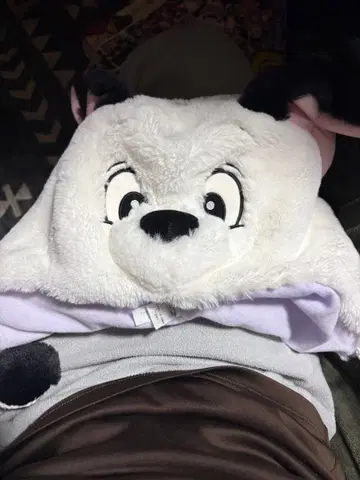 디즈니 귀 달린 후드 화이트 보라색