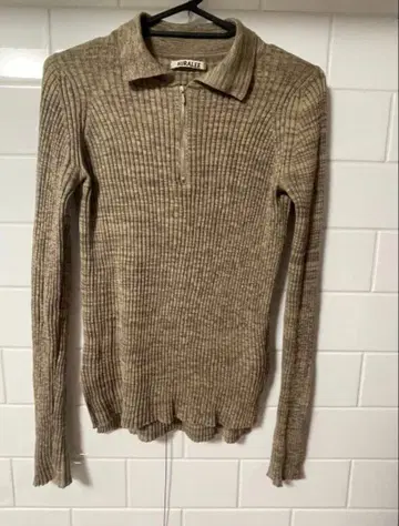 AURALEE 리브 지퍼 긴팔 상의