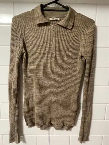 AURALEE 리브 지퍼 긴팔 상의