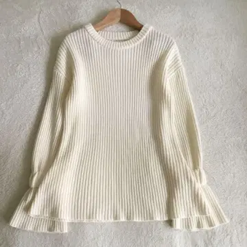 AMERI 아메리 벨 슬리브 리브 니트탑 아이보리 FREE