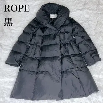 ROPE 로페 블랙 롱 다운 코트 숄카라 A라인 여배우 옷깃
