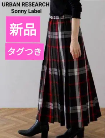 새상품 레어 어반 리서치 서니 라벨 체크 플리츠 이지 스커트