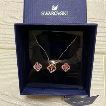 스와로브스키 귀걸이 목걸이 클로버, 핑크, 로즈 골드