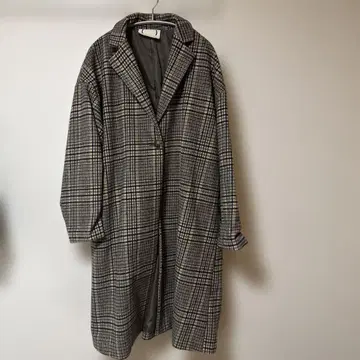 체크 무늬 오버 사이즈 롱 코트
