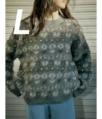 ZARA 기모 자카드 니트 스웨터 그레이 L 완판템